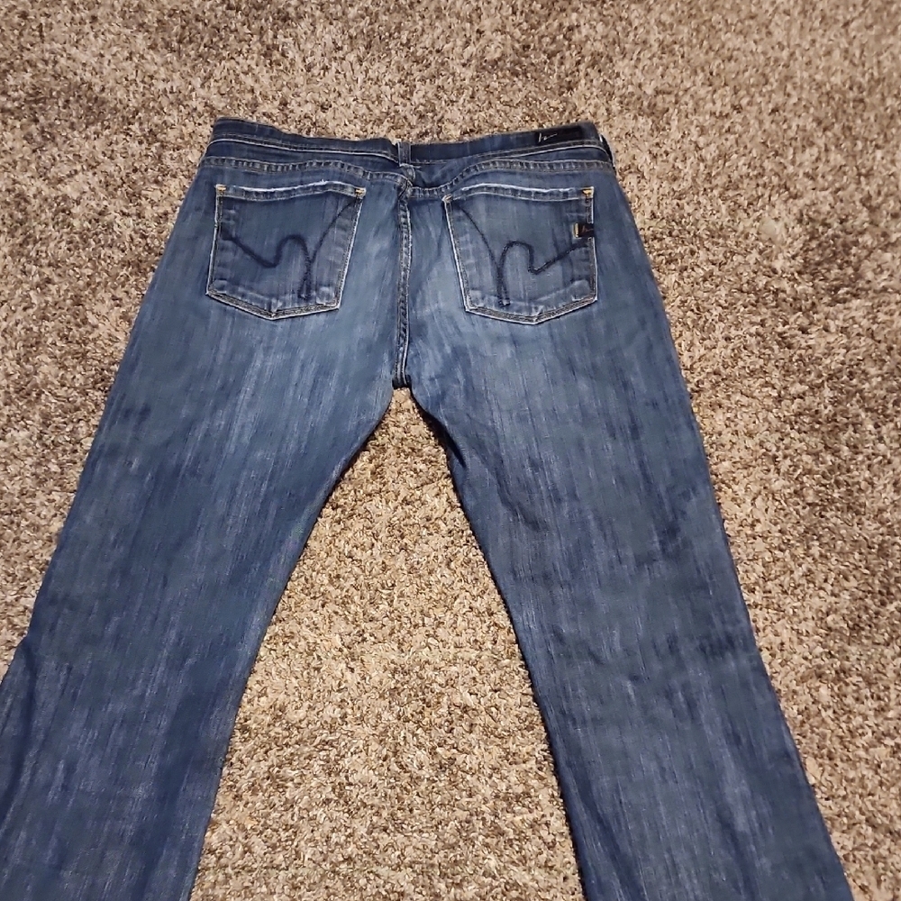 Citizens Of Humanity Blue Flare Wide Leg Jeans with Gradient Wash - Picture 5 of 9